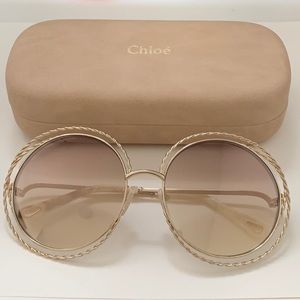 Chloé CE114ST 724 Gold Carlina Round Sunglasses Lens Category 1 Size 58mm